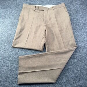 Hugo Boss James Brown US Tan Virgin Wool Dress Pants Mens 35R Made in USA